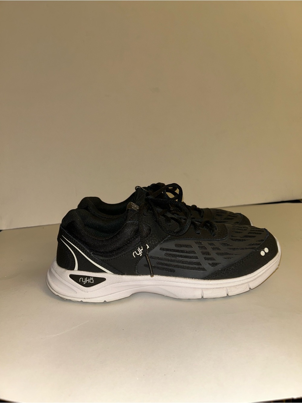 Ryka Rae 2 Black and White Lace-Up Walking Sneakers